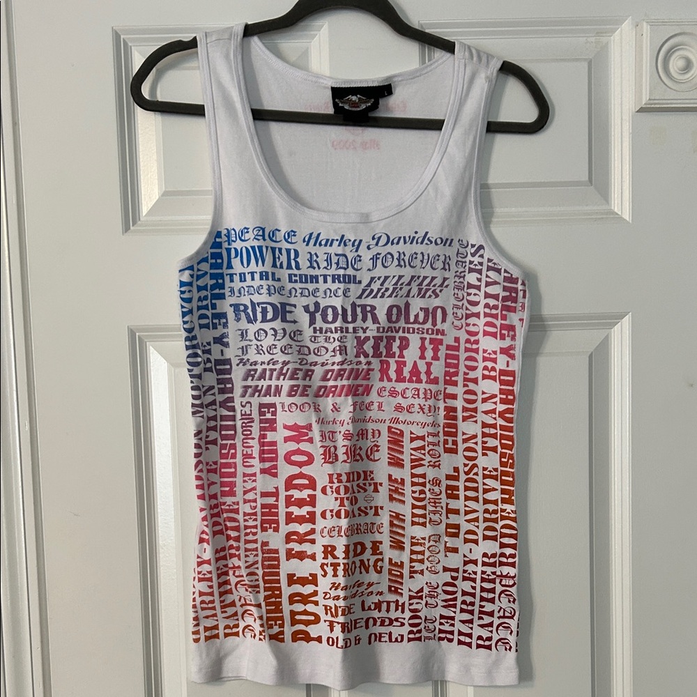 Harley-Davidson Women's Multicolor Text Tank Top size Large
